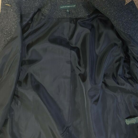 Harve Benard Single Top Button Blazer Womem's L Dark Speckled Gray Lined Classic - Picture 7 of 10